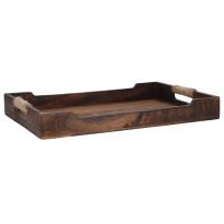 Tablett mit Seilgriff, braun, 45.5 x 30 cm