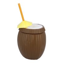 Becher mit Strohhalm, Kokosnuss, 850 ml