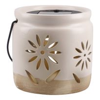 Solar-Laterne Blume, creme, 9 cm