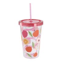 Becher mit Spiral-Trinkhalm, Frucht-Mix, 600 ml