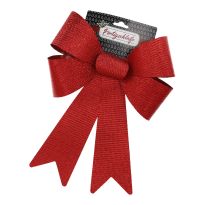 Schleife Glitter/Streifen, rot, 40 cm