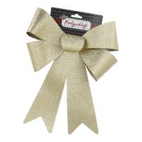 Schleife Glitter/Streifen, gold, 40 cm