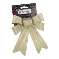 Schleife Glitter/Streifen, gold, 20 cm