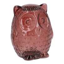 LED-Eule Glas, rot, 15 cm