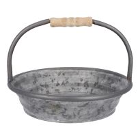 Pflanztablett mit Henkel, Zink-Optik, 21 x 16 cm