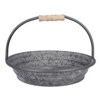 Pflanztablett mit Henkel, Zink-Optik, 28 x 19 cm