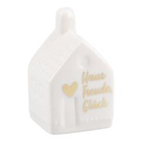 Haus mit Spruch, Glück/gold, 7 cm
