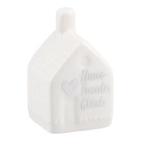 Haus mit Spruch, Glück/silber, 7 cm