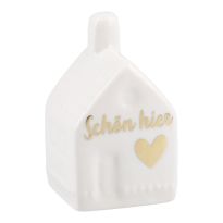 Haus mit Spruch, Schön/gold, 7 cm