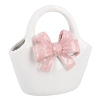 Vase Tasche mit Schleife, weiß, 15.7 x 6.8 x 15.8