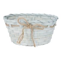Korb Flecht mit Band, hellblau, 22 cm