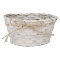 Korb Flecht mit Band, hellgrau, 22 cm