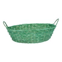 Korb mit Griff, oval/grün, 35 x 27 cm