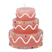 Kerze Geburtstag, Tortenform, rosa, 6 x 7 cm
