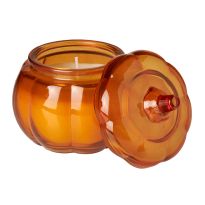 Duftkerze im Glas, Kürbis, orange/transparent, 8.5 cm
