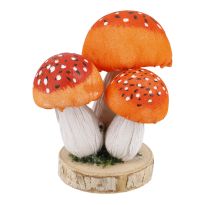 Pilz-Deko auf Holzscheibe, rot