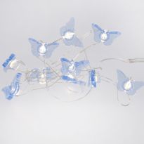 Lichterkette Schmetterling, blau, 10er