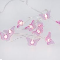Lichterkette Schmetterling, rosa, 10er