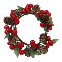 Beerenkranz Mini, Laub/rot, 13 cm