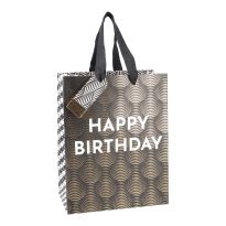 Geschenktüte Geburtstag, Metallic/Punkte, 18 x 23 cm
