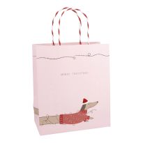 Geschenktüte Dackel, rosa, 19 x 22 cm