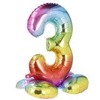 Folienballon Zahl 3, Stehend, 81 cm