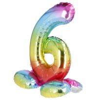 Folienballon Zahl 6, Stehend, 81 cm