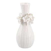 Vase Blüten, weiß/gold/schmal, 15.5 cm