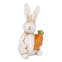 Hase mit Möhre, sitzend, 16 cm