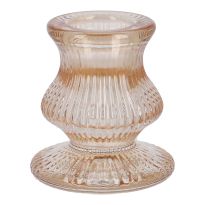 Kerzenständer Rille, hellbraun, 5.5 x 6.1 cm