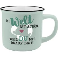 Becher Emaille-Optik, Welt, 350 ml