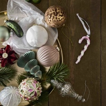 Anhänger Zuckerstange, rosa/glänzend, 12 cm