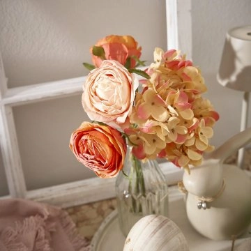 Strauß Rose/Hortensie, peach, 30 cm