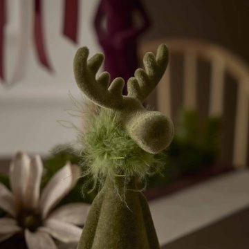 Deko-Rentier Flock, sitzend/grün, 33 cm