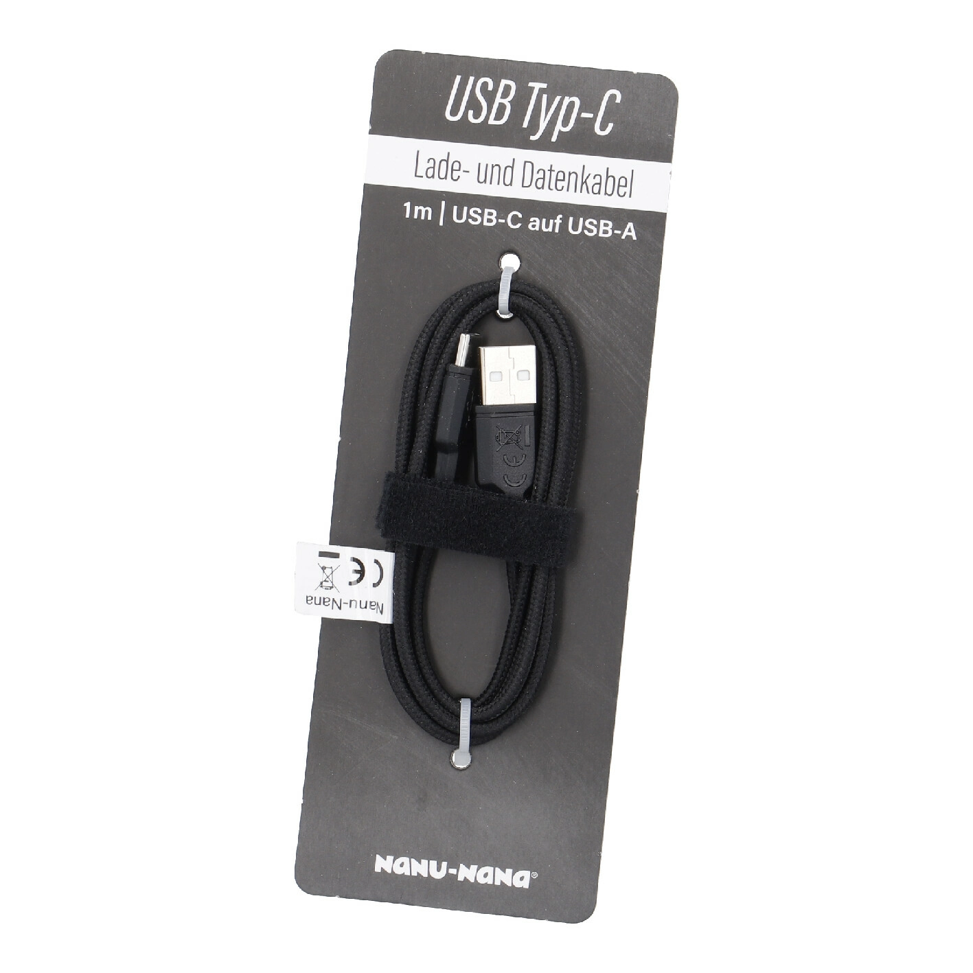 USB-Ladekabel, A auf C/schwarz, 100 cm