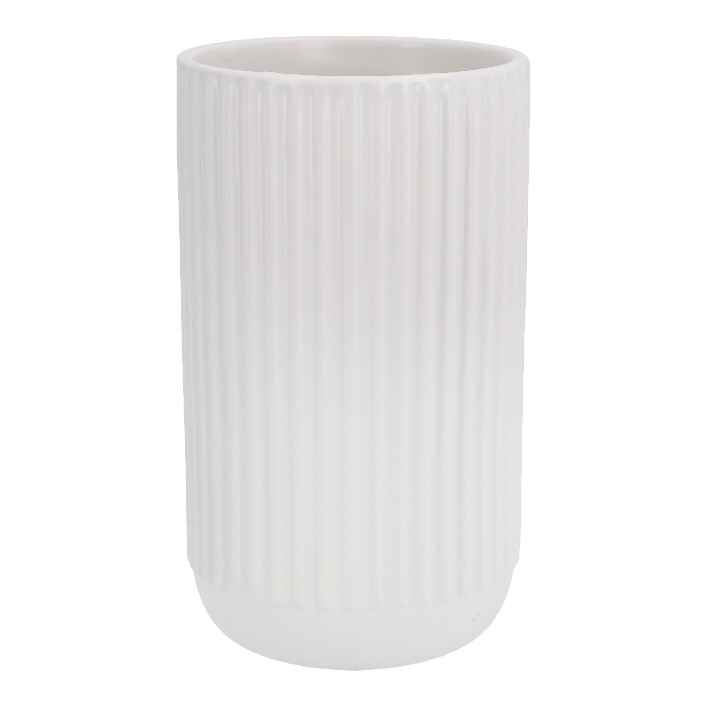 Vase Rillen, matt-weiß, 18 cm
