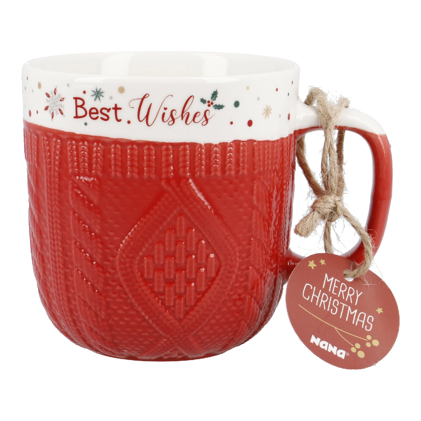 Becher Strick, rot, 350 ml