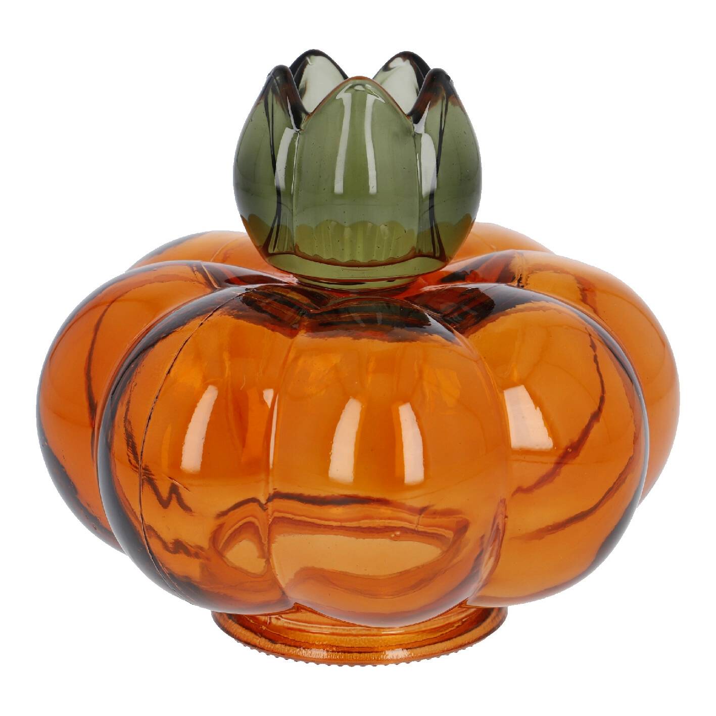 Kerzenständer Kürbis, grün/orange, 15.2 x 13.8 cm