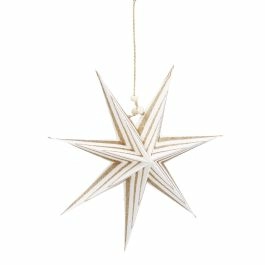 Papierstern Punkte, weiß/gold, Streifen, 18 cm