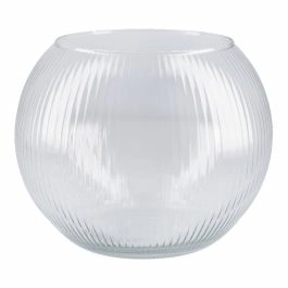 Glas-Kugelvase Rillen, klar, Höhe 15.5 cm
