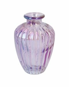 Flaschenvase Rillen, irisierend/lila, 10.5 cm