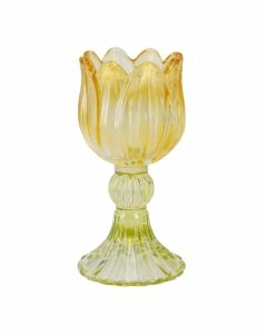 Kerzenst&auml;nder Tulpe/Teelicht, orange/gr&uuml;n, 14 cm