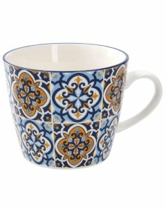 Becher China, blau/gelb, 300 ml