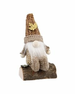 Wichtel auf Baumstamm, braun/natur, 15 cm