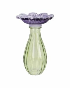 Vase Bl&uuml;tenform, lila/gr&uuml;n, 17 cm