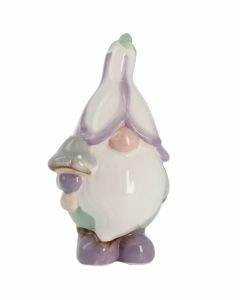 Wichtel mit Bl&uuml;tenm&uuml;tze, lila, 14 cm