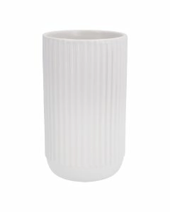 Vase Rillen, matt-wei&szlig;, 18 cm