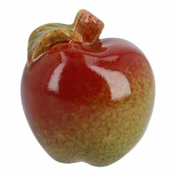 Deko-Apfel mit Blatt, rot/grün, 5 cm