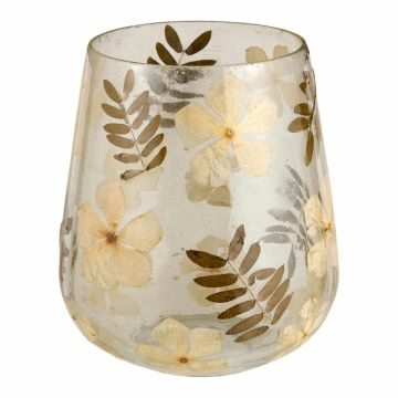 Windlicht Natur-Blumen, Farn/beige, 11 x 12 cm