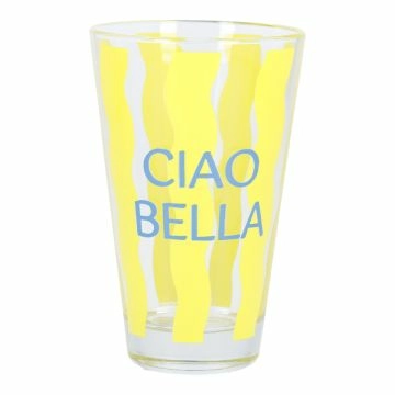 Trinkglas mit Spruch, Ciao Bella/blau, 310 ml